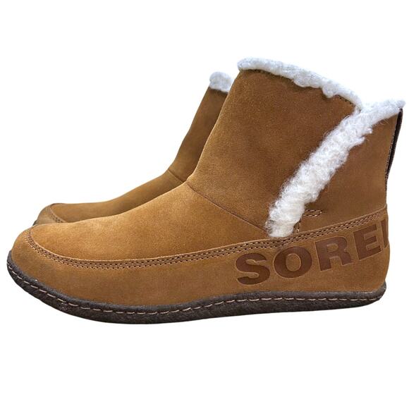 Sorel Nakisha Bootie Shearling Ankle Boot Camel Brown - Picture 4 of 10